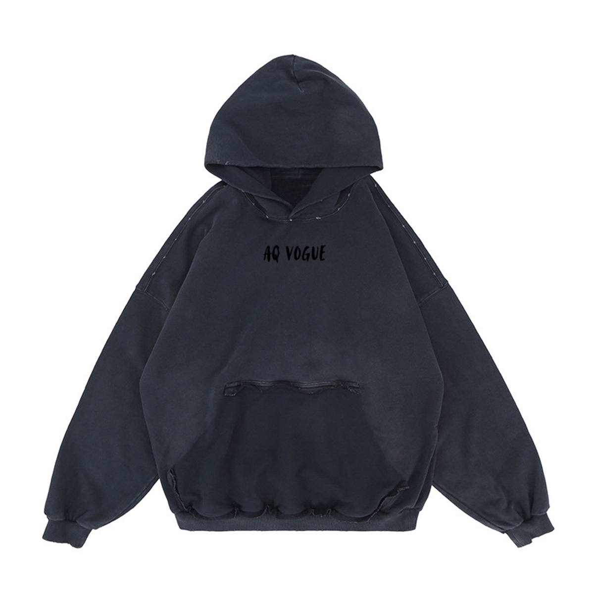 Reverse Pocket Design Distressed Hoodie (440GSM)