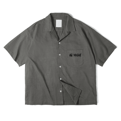 Cuban Collar Kurzarmhemd