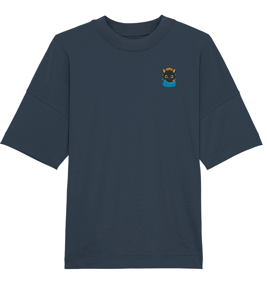 Black Cat Pocket - Organic Oversize Shirt (Stick)