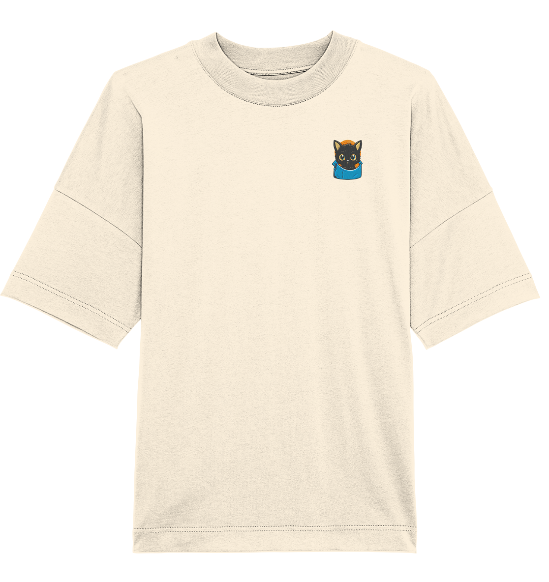 Black Cat Pocket - Organic Oversize Shirt (Stick)