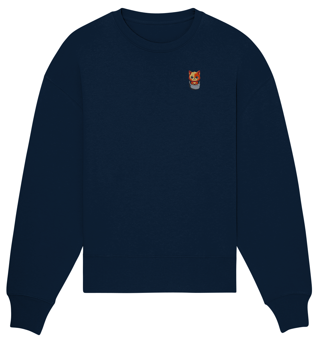 Tiger Cat Pocket - Organic Oversize Sweatshirt (Stick)