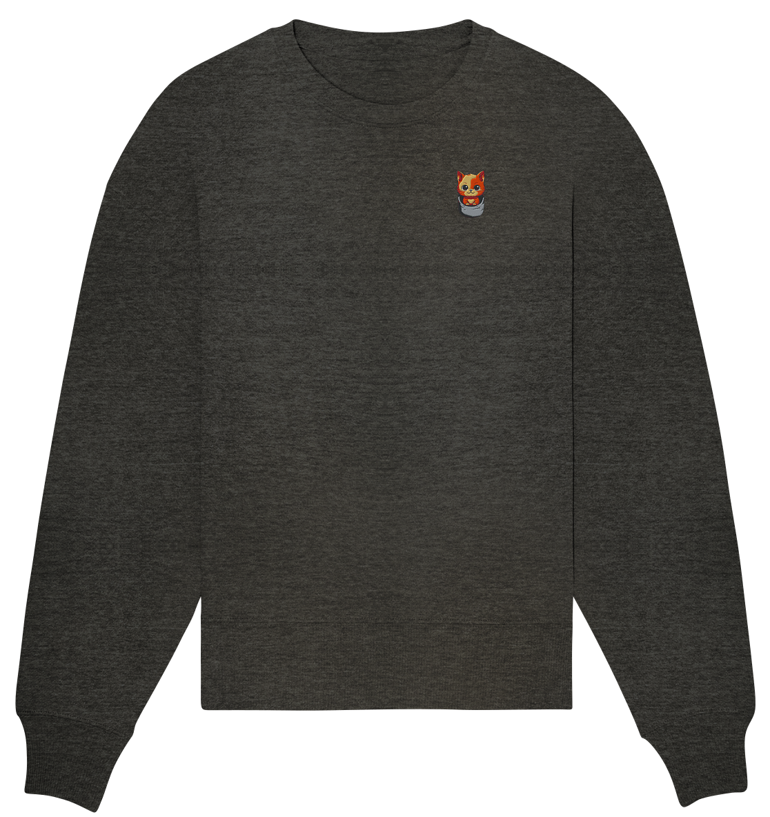 Tiger Cat Pocket - Organic Oversize Sweatshirt (Stick)