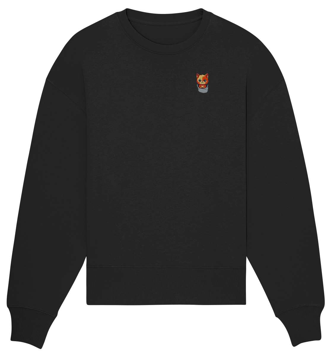 Tiger Cat Pocket - Organic Oversize Sweatshirt (Stick)