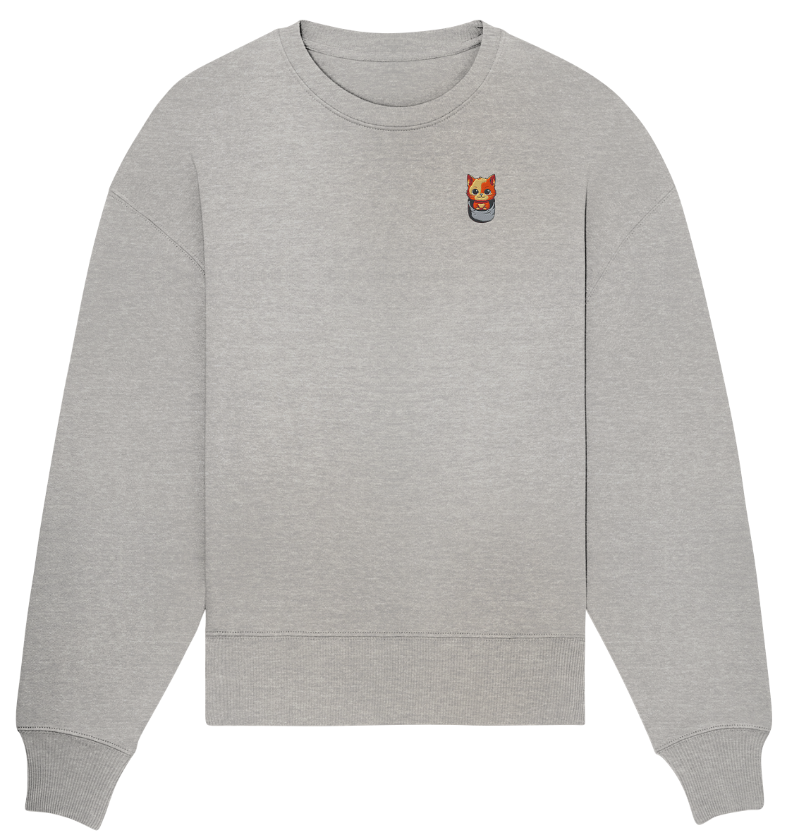 Tiger Cat Pocket - Organic Oversize Sweatshirt (Stick)