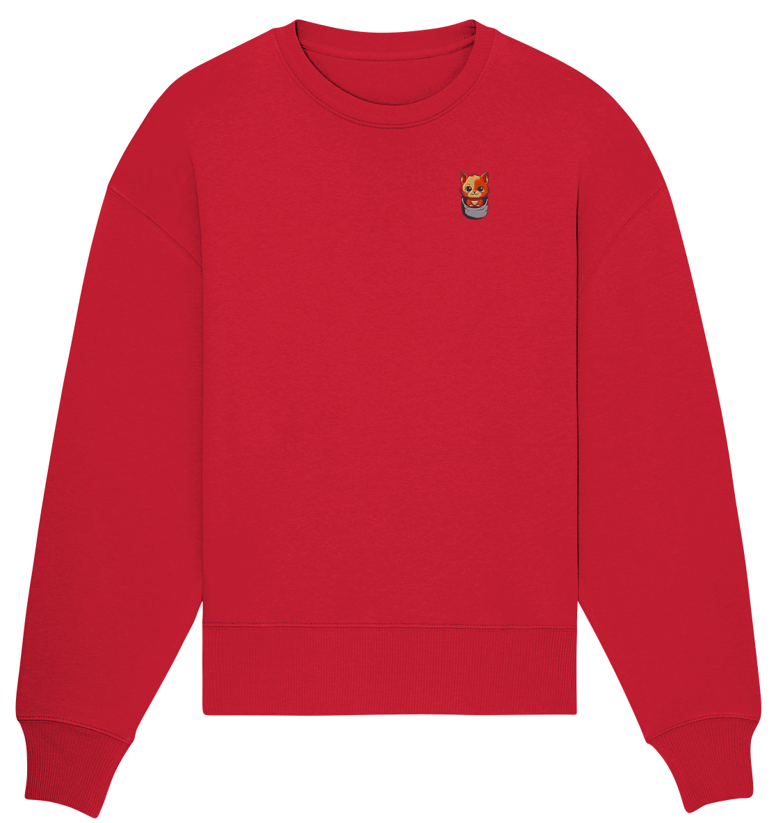 Tiger Cat Pocket - Organic Oversize Sweatshirt (Stick)