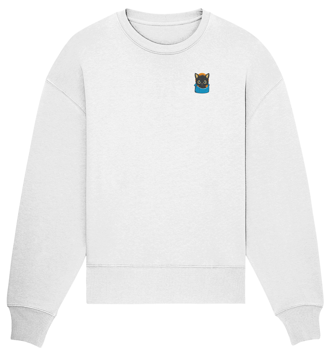 Black Cat Pocket - Organic Oversize Sweatshirt (Stick)