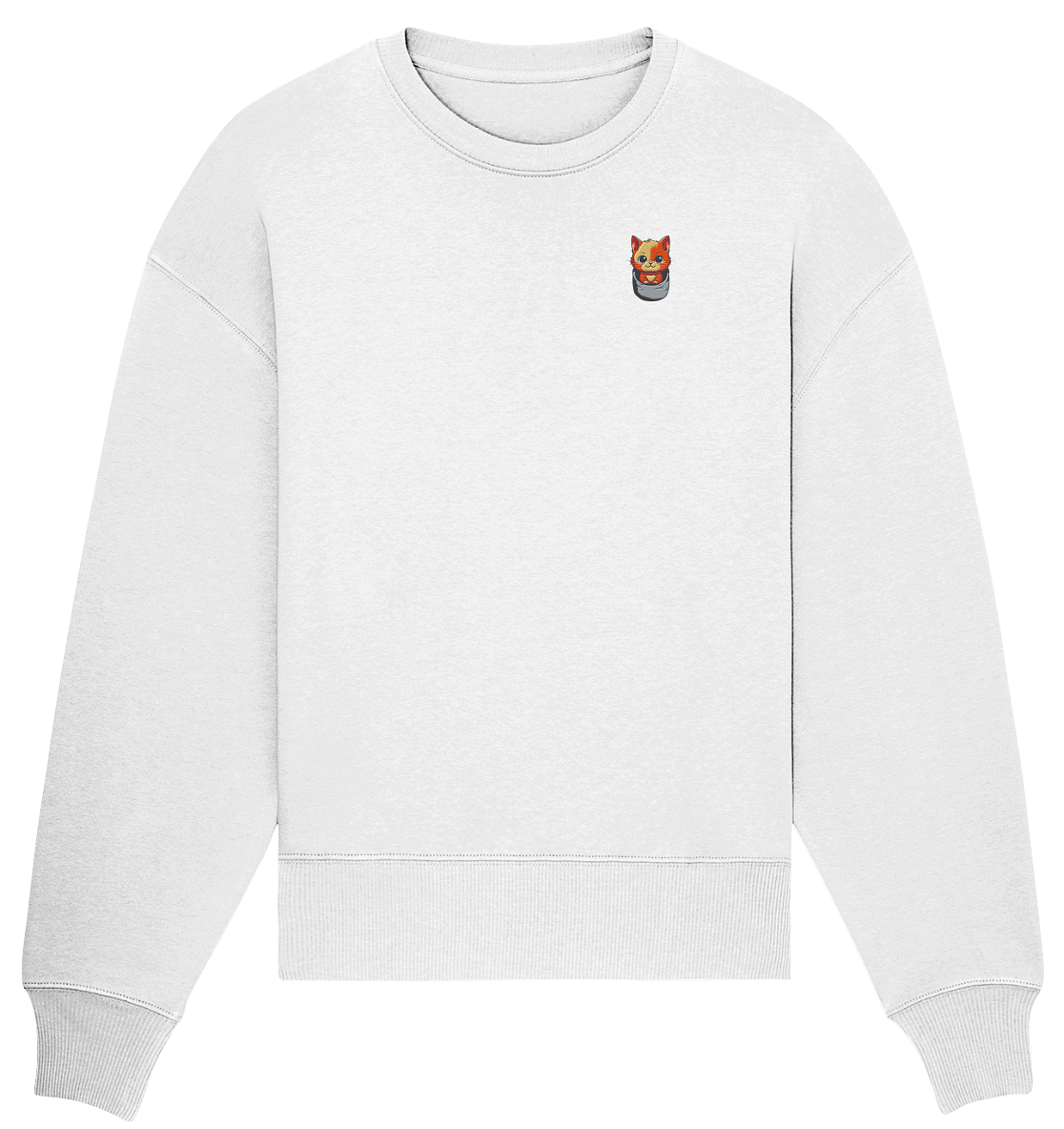 Tiger Cat Pocket - Organic Oversize Sweatshirt (Stick)