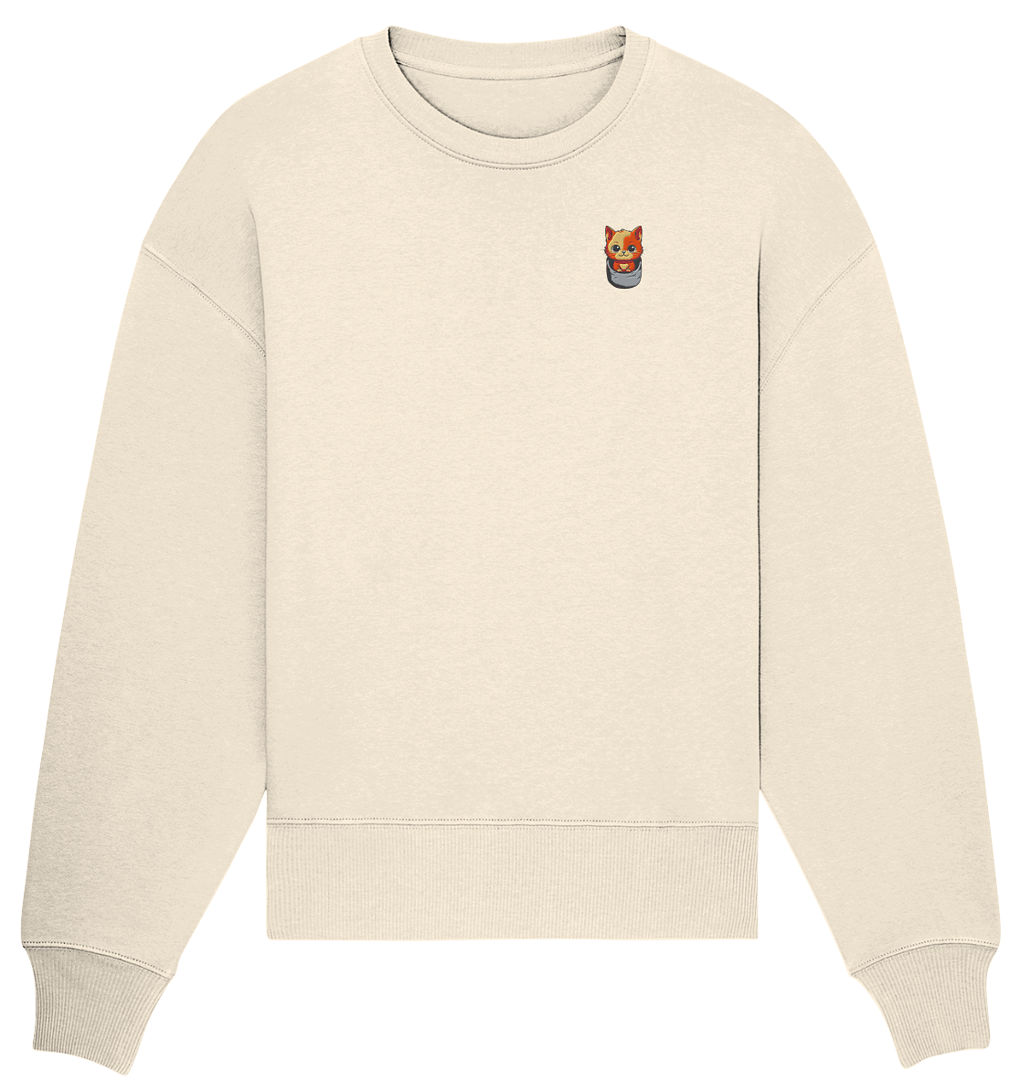 Tiger Cat Pocket - Organic Oversize Sweatshirt (Stick)