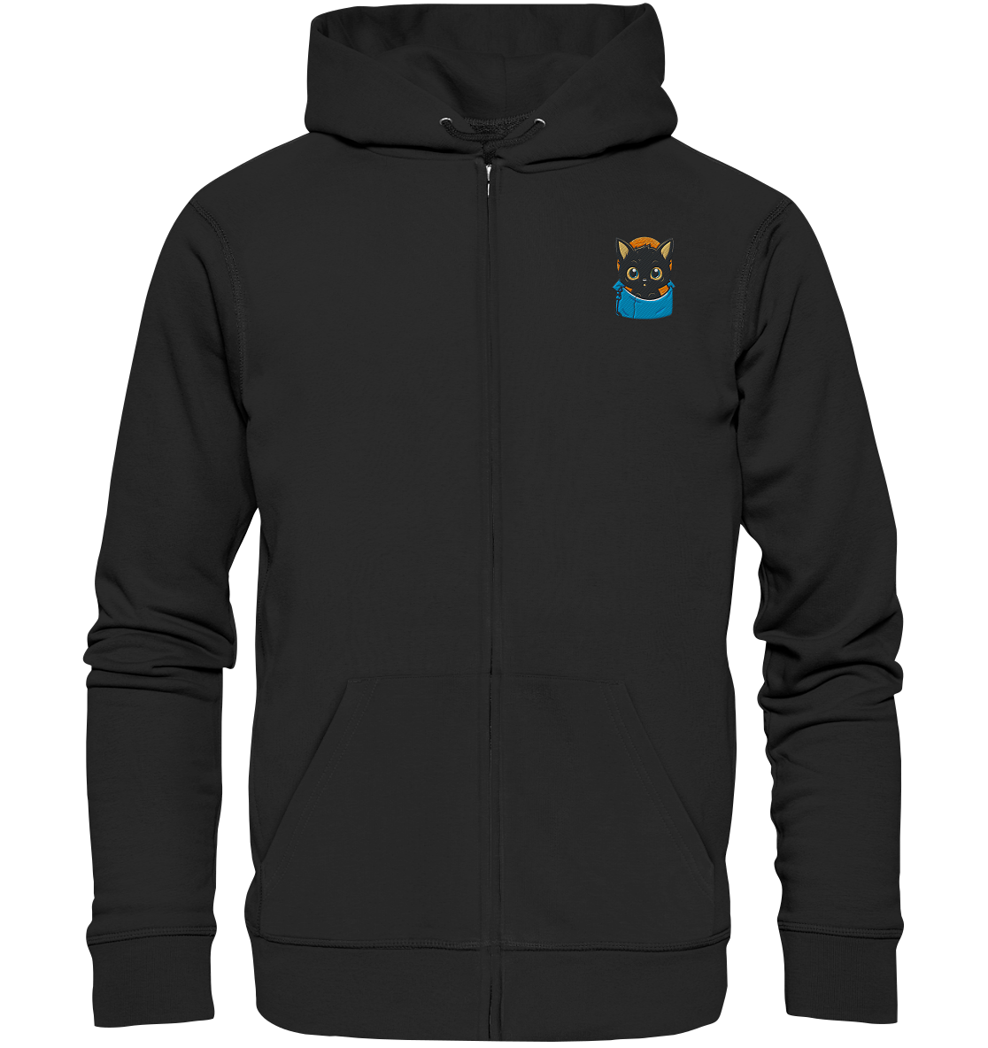 Black Cat Pocket - Organic Zipper (Stick)
