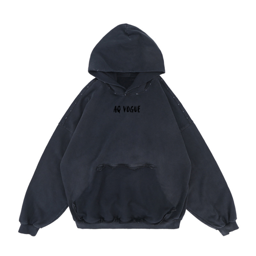 Reverse Pocket Design Distressed Hoodie (440GSM)