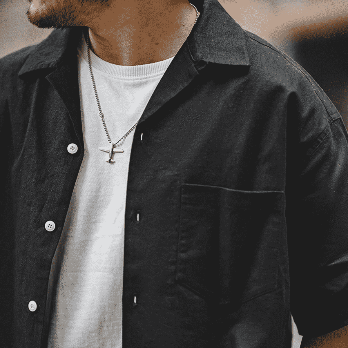 Cuban Collar Kurzarmhemd