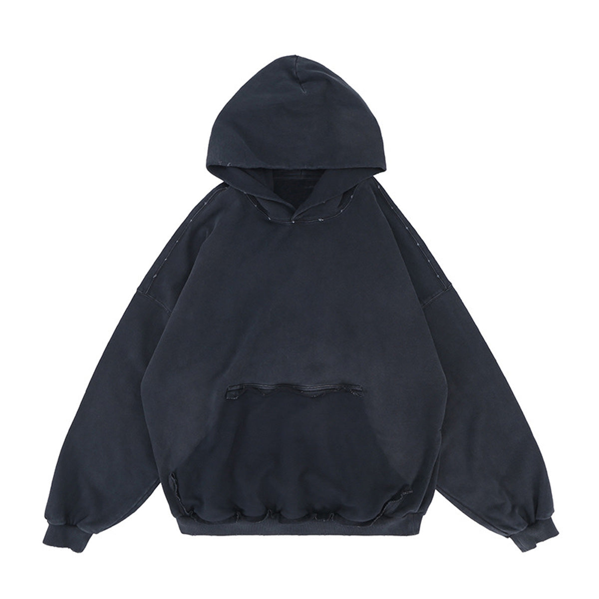 Reverse Pocket Design Distressed Hoodie (440GSM)