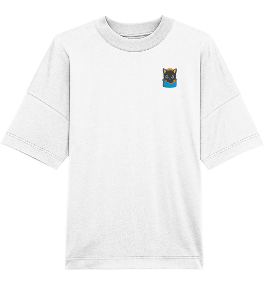 Black Cat Pocket  - Organic Oversize Shirt (Stick)