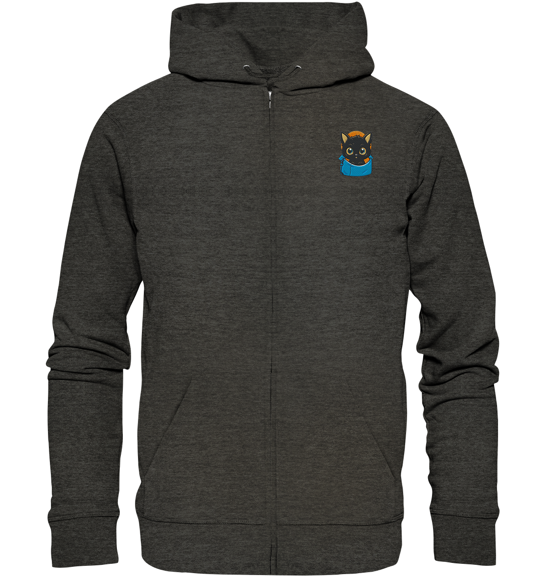 Black Cat Pocket  - Organic Zipper (Stick)